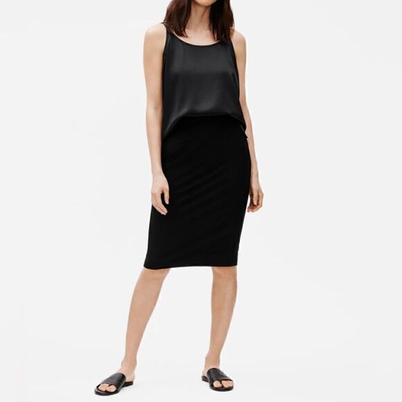 Eileen Fisher System Stretch Crepe Pencil Skirt - Picture 2 of 7